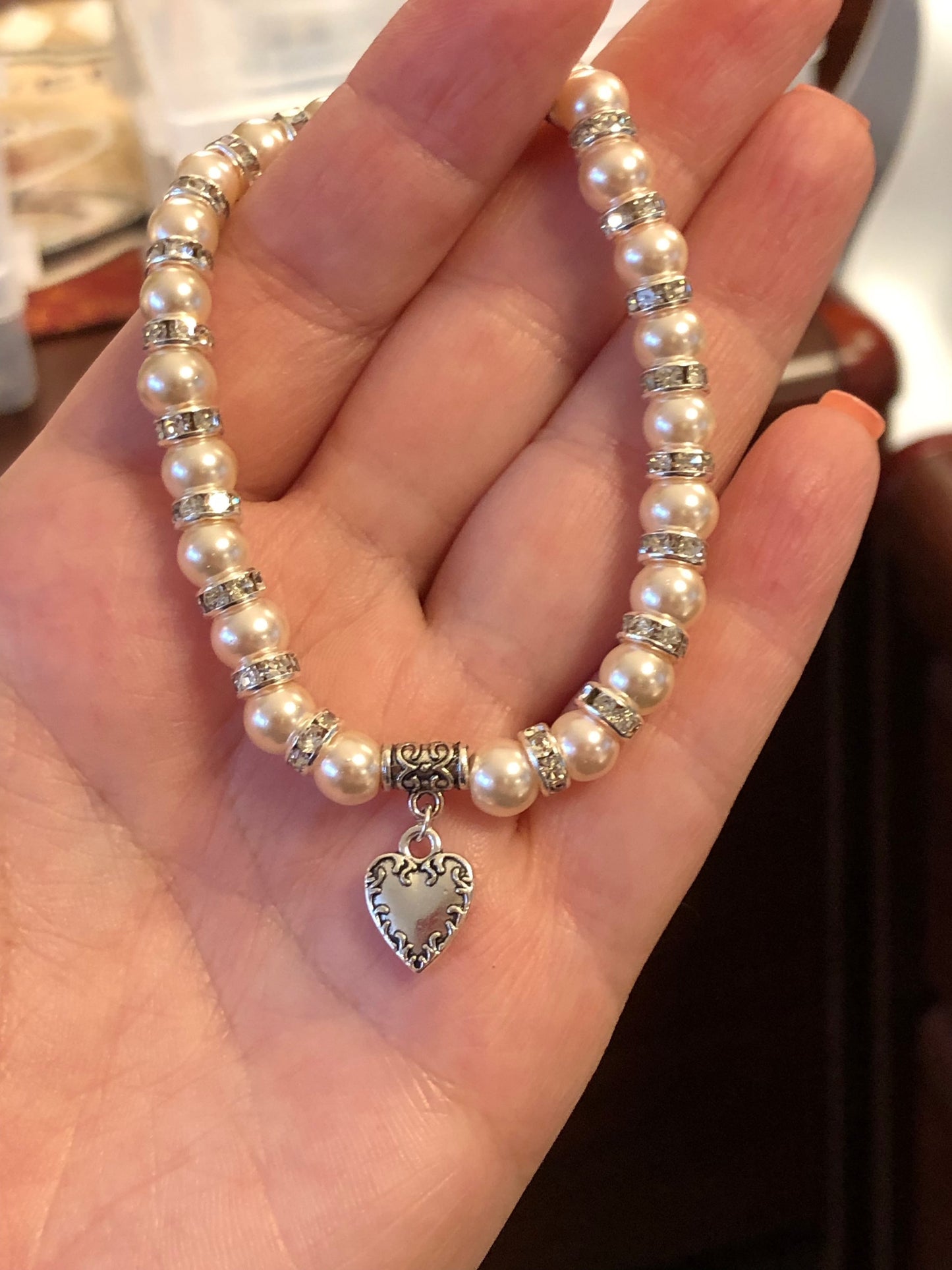 "Blushed" Stretch Bracelet **MADE TO ORDER **Please indicate your bracelet size in the "Notes" section at checkout **See companion earrrings