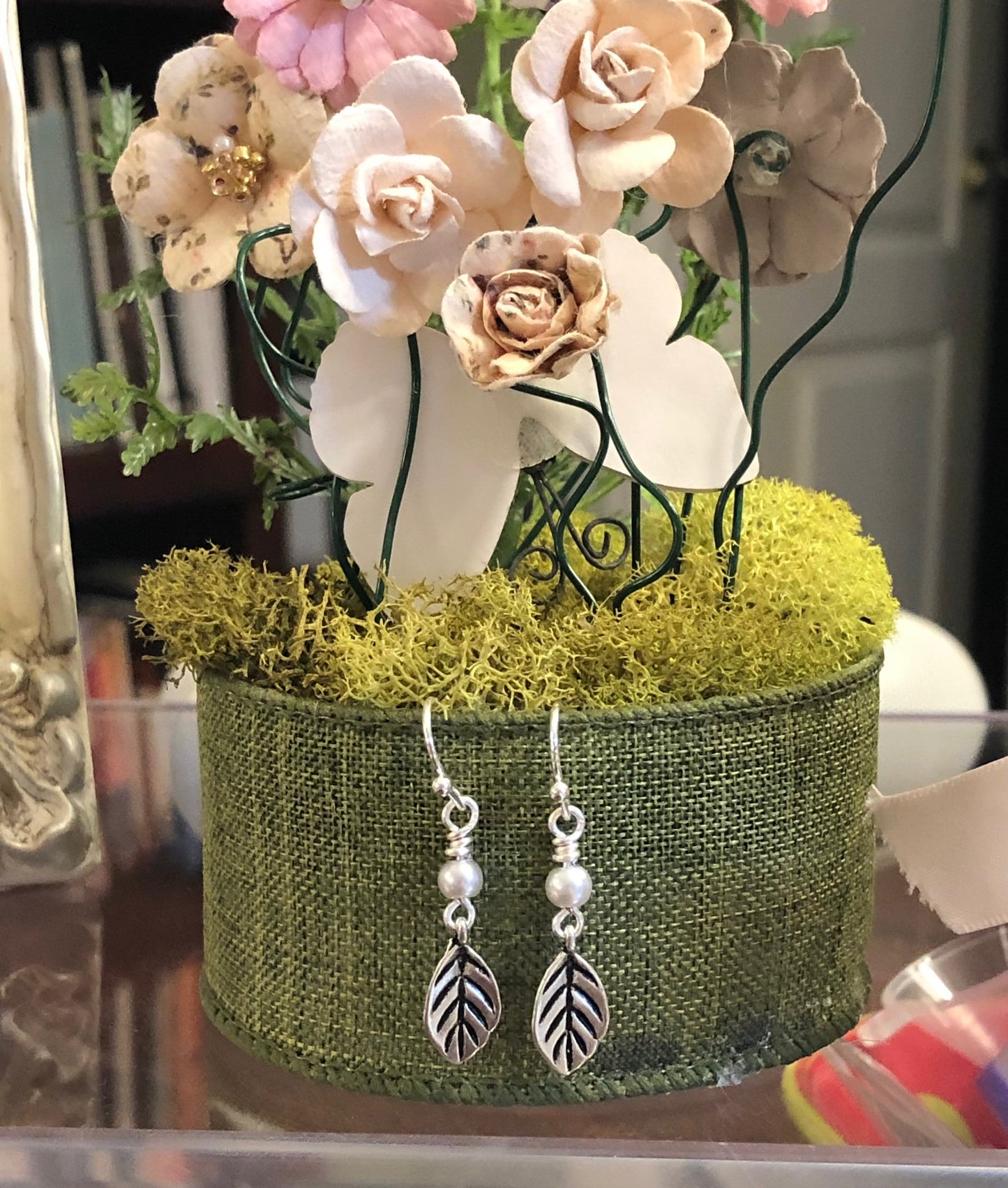 A Gust Of Gray Earrings. Approx. 1 7/16" In Length