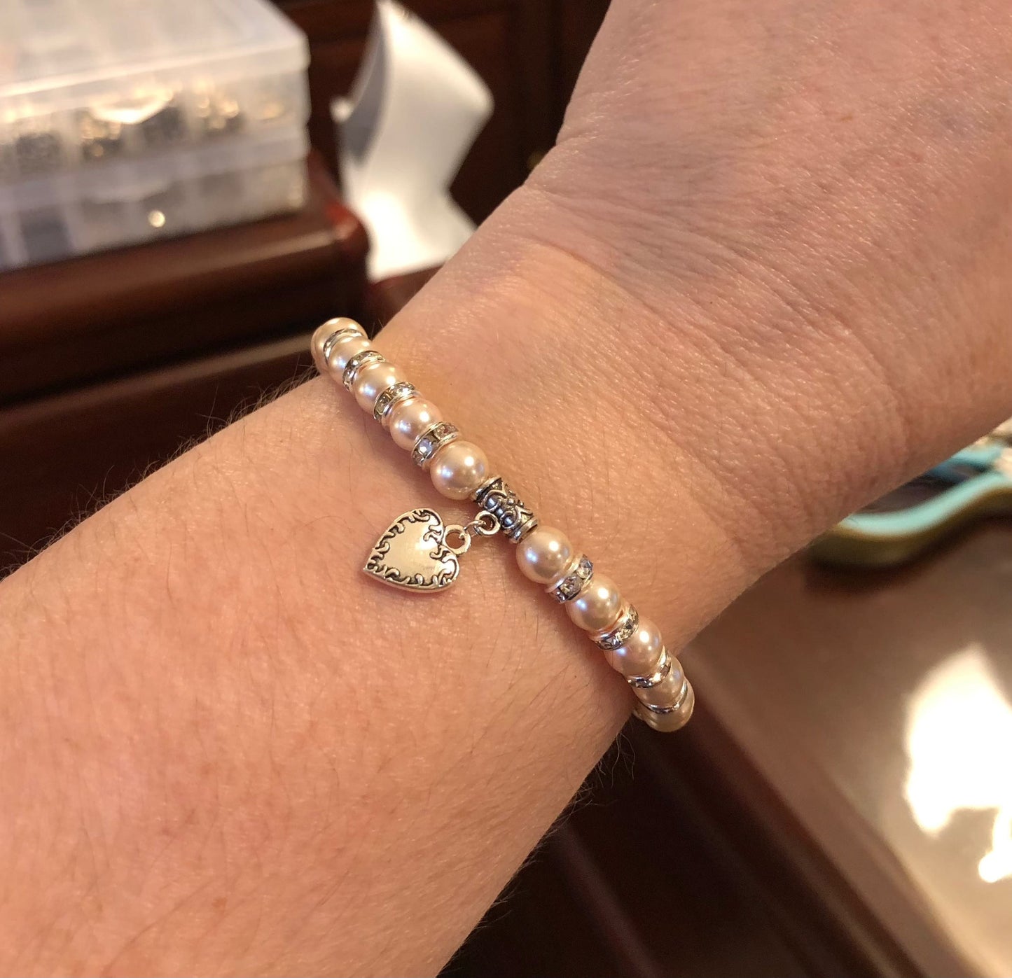 "Blushed" Stretch Bracelet **MADE TO ORDER **Please indicate your bracelet size in the "Notes" section at checkout **See companion earrrings