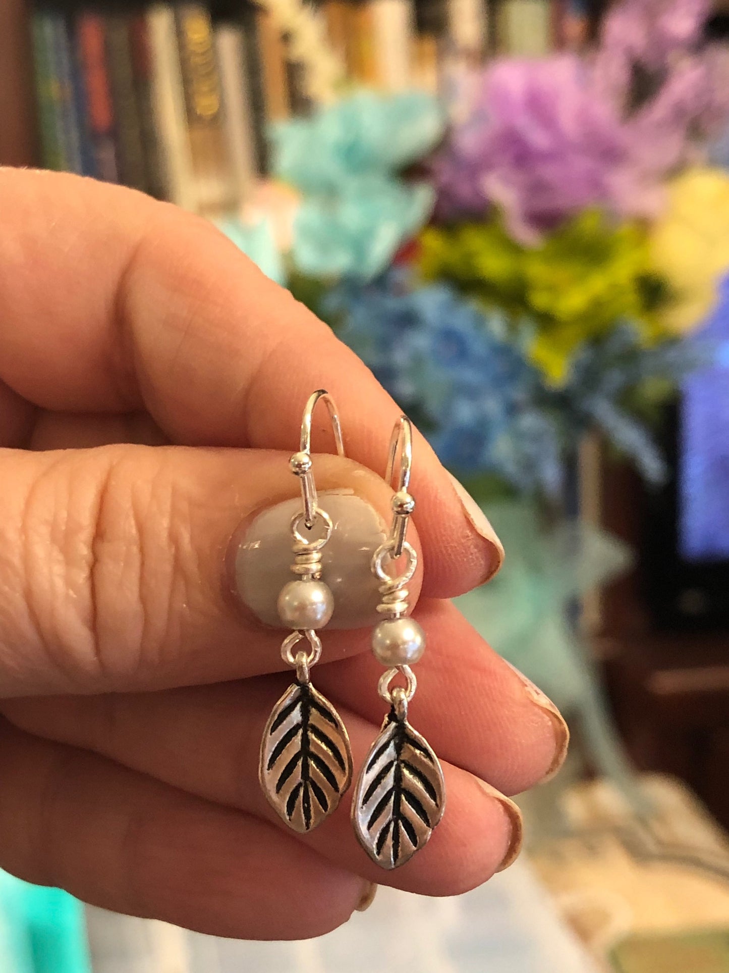 A Gust Of Gray Earrings. Approx. 1 7/16" In Length
