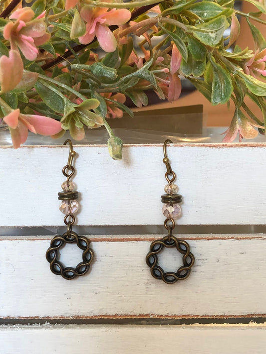A Touch Of Blush Earrings.  Approx. 1 3/4" In Length