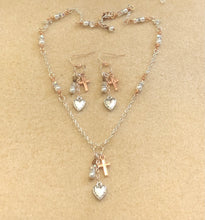 Load image into Gallery viewer, Faith, Hope, &amp; Love Earrings Option #3 In Rose Gold.  Approx. 2&quot; In Length  **See Companion Necklace
