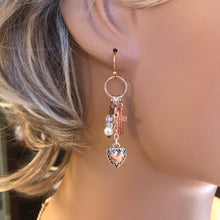 Load image into Gallery viewer, Faith, Hope, &amp; Love Earrings Option #3 In Rose Gold.  Approx. 2&quot; In Length  **See Companion Necklace
