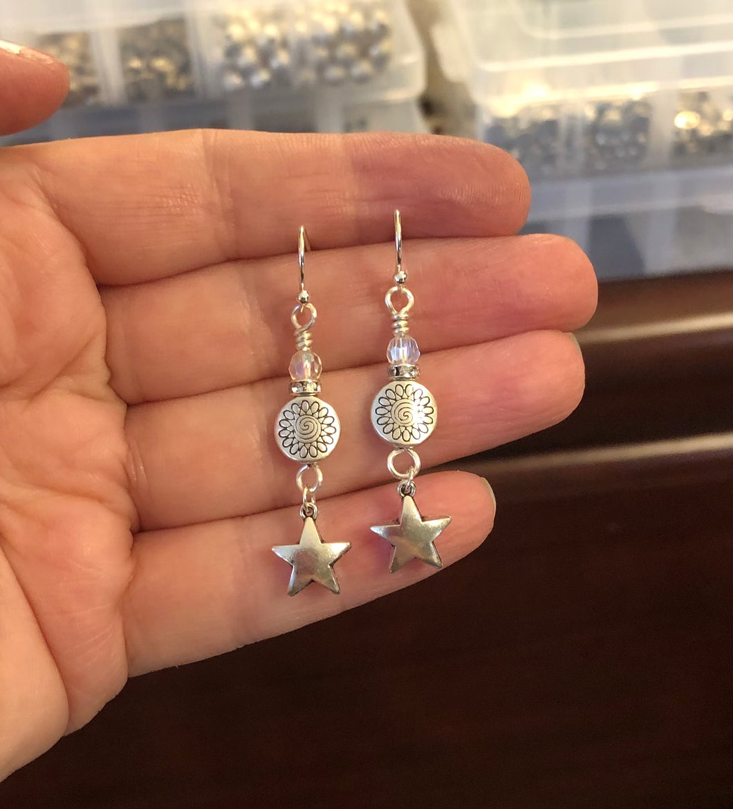 Shoot For The Stars Earrings.  Approx. 1 7/8