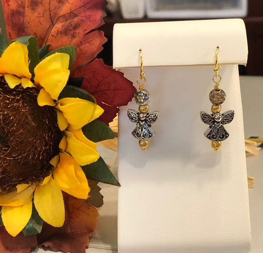 All I Wish For Is “Silver & Gold” Earrings.  Approx. 1 5/8" In Length