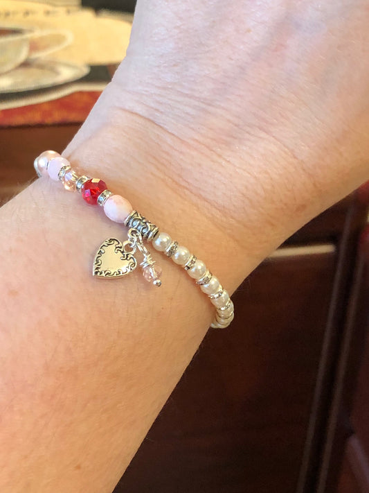 "It Must Be Love" Stretch Bracelet.  **MADE TO ORDER  **Please indicate your bracelet size in the "Notes" section at checkout