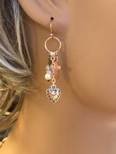 Load image into Gallery viewer, Faith, Hope, &amp; Love Earrings Option #3 In Rose Gold.  Approx. 2&quot; In Length  **See Companion Necklace
