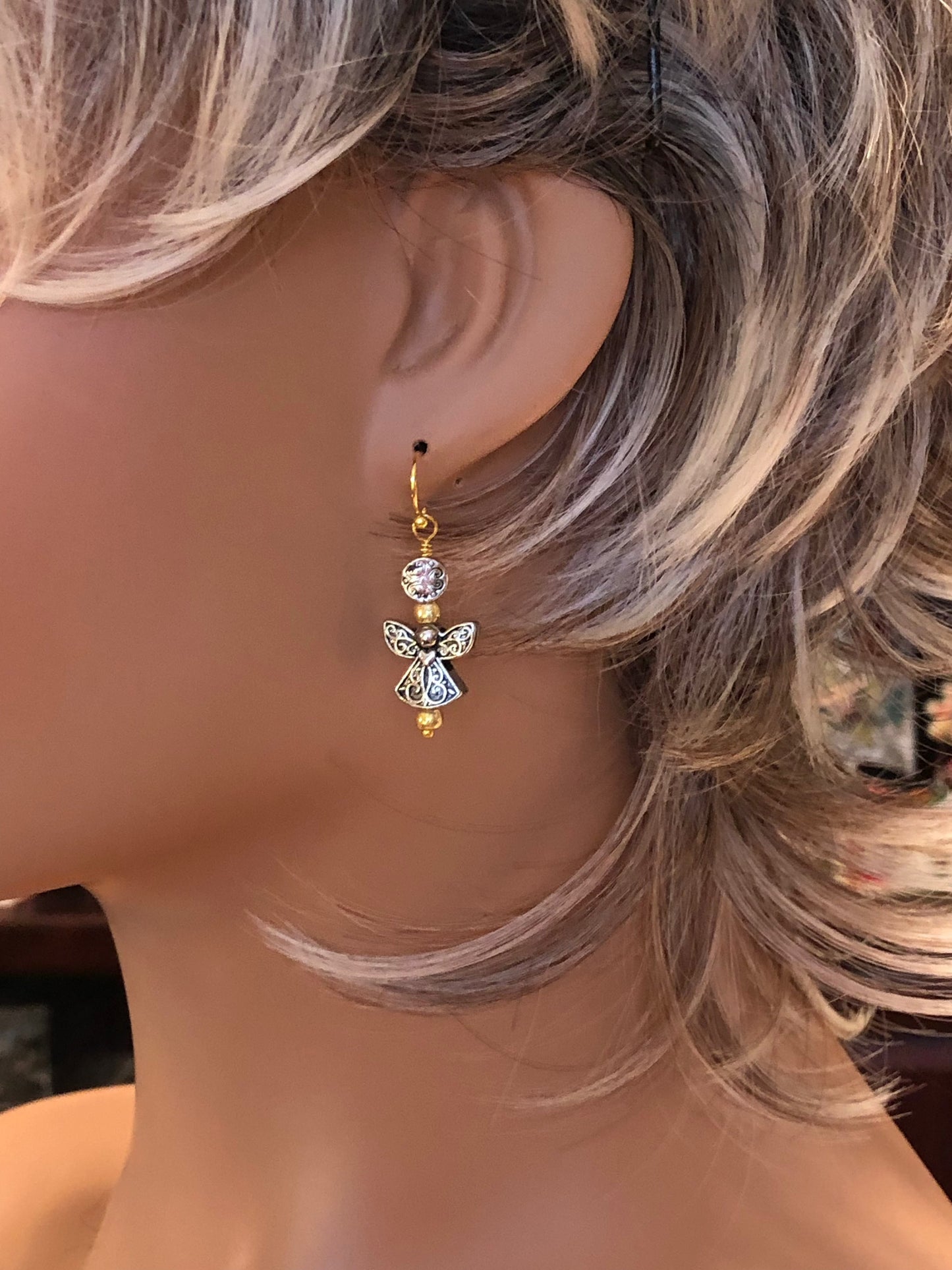 All I Wish For Is “Silver & Gold” Earrings.  Approx. 1 5/8" In Length