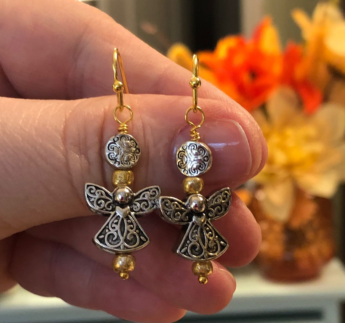 All I Wish For Is “Silver & Gold” Earrings.  Approx. 1 5/8" In Length