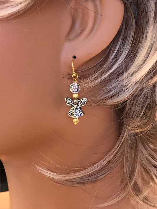 All I Wish For Is “Silver & Gold” Earrings.  Approx. 1 5/8" In Length